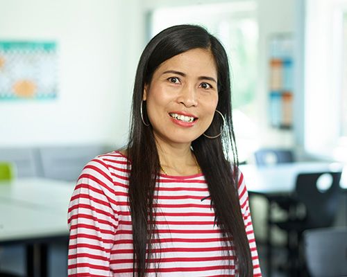 A student in a classroom.